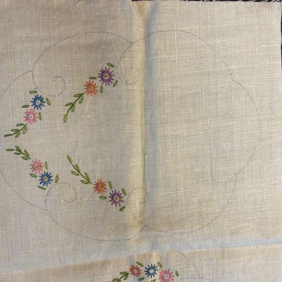 Vintage Prime Needleart Co Stamped Linen #1082 Floral Runner Unfinished Project - Picture 2 of 13